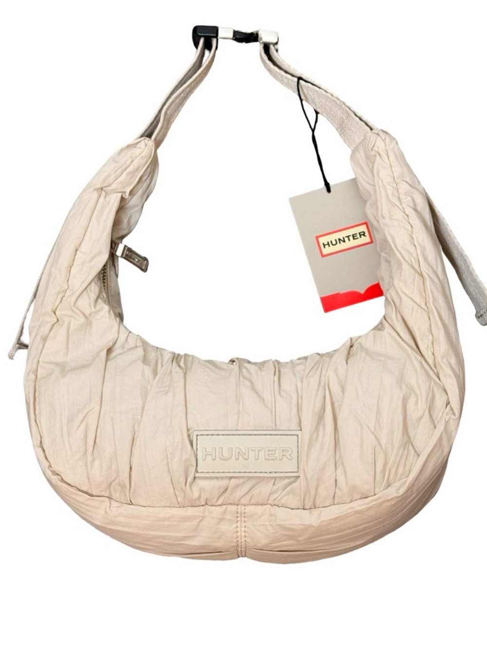 Hunter Crescent Bag Oyster Ruched Puffer Shoulder Bag Adjustable Strap NWT - Picture 2 of 8